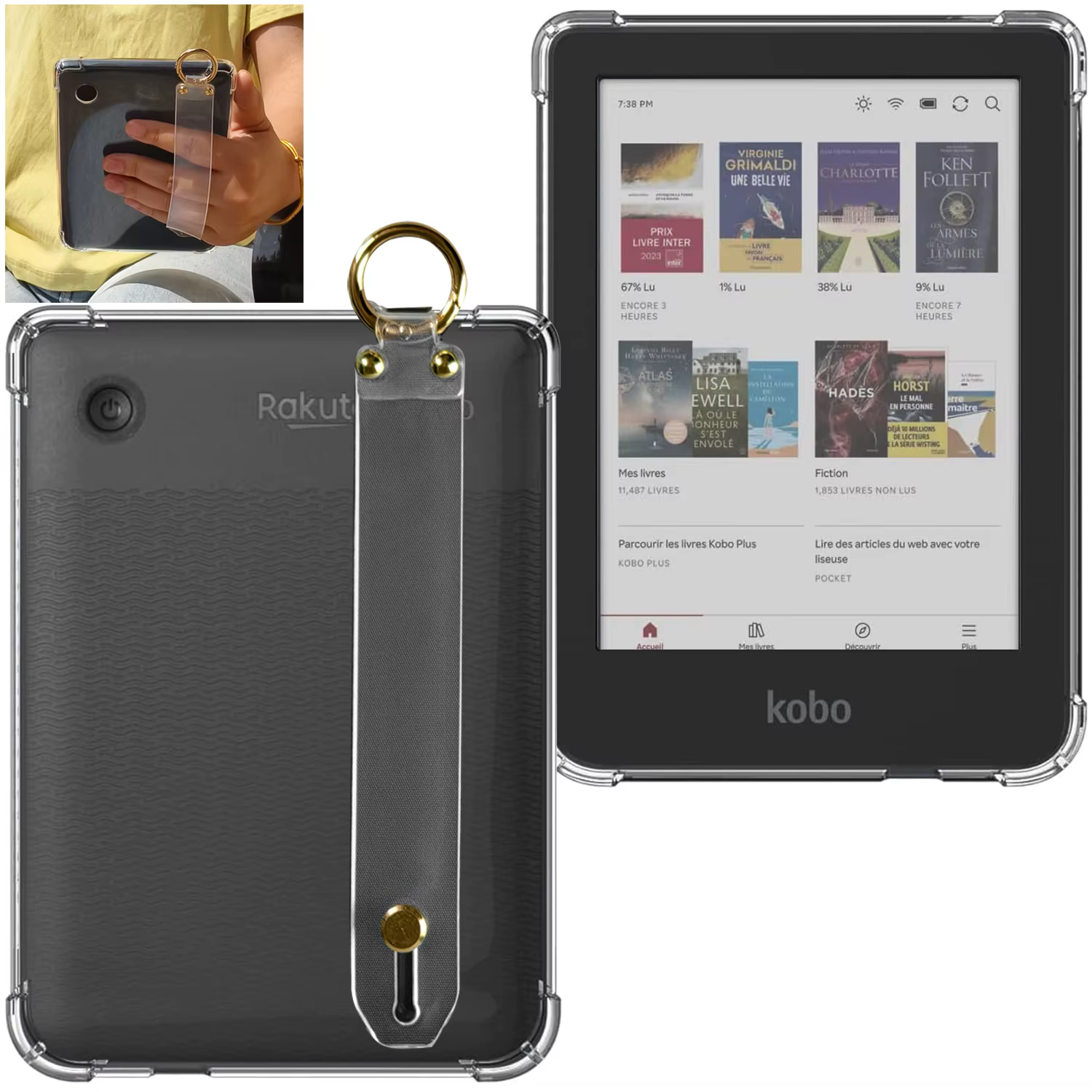 Étui transparent mince pour eReader Kobo Clara Color/Clara BW/Clara 2E 6" - Housse en silicone de qu
