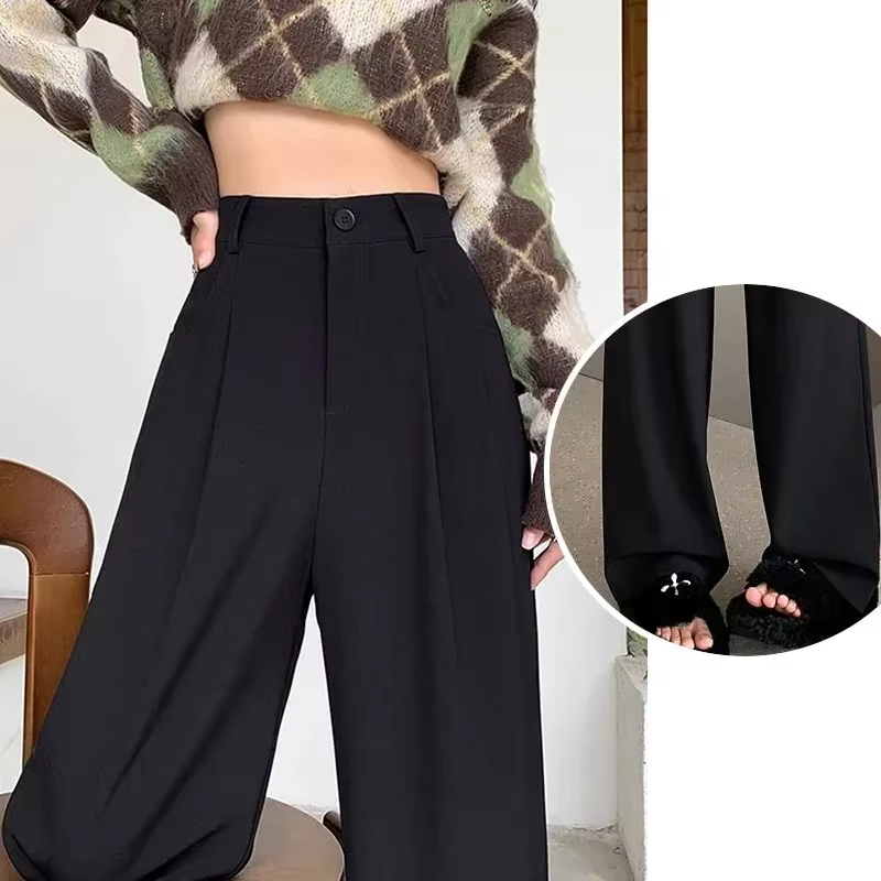 Femmes mode costume pantalon dame respirant Baggy taille haute jambe large pantalon d'été dame jambe