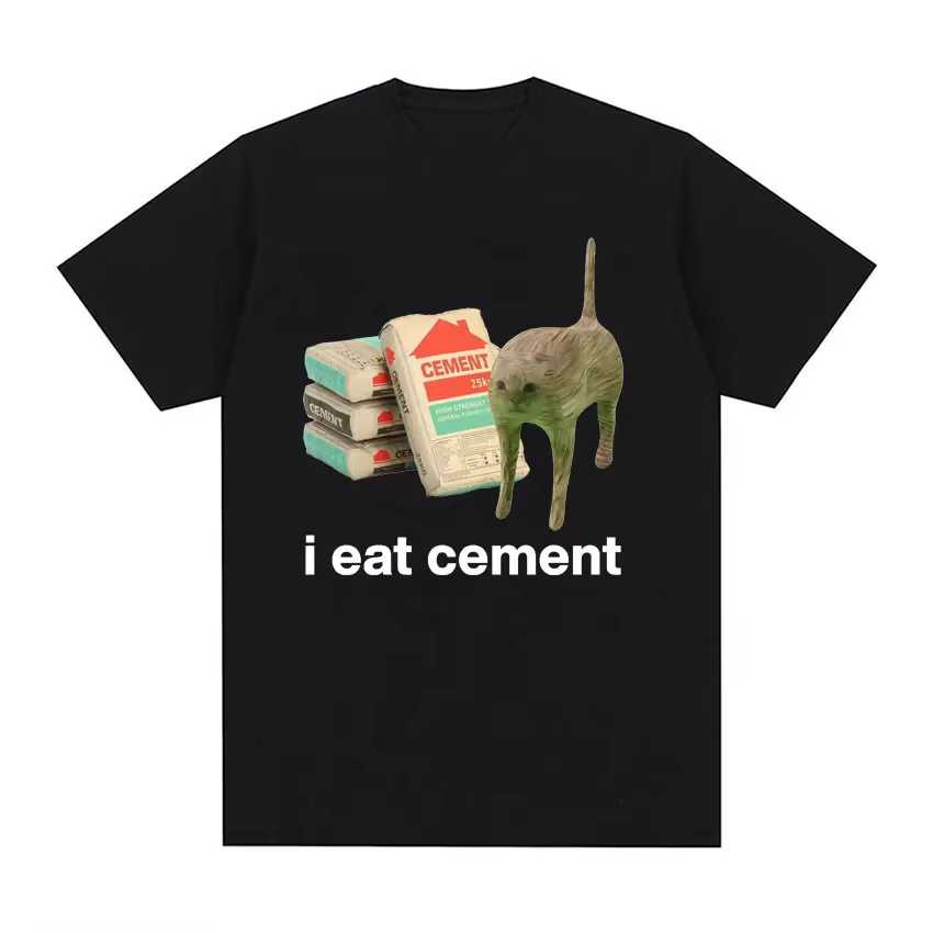 Je mange du ciment chat malte drôle imprimé t-shirt pour les femmes mode décontracté à manches court