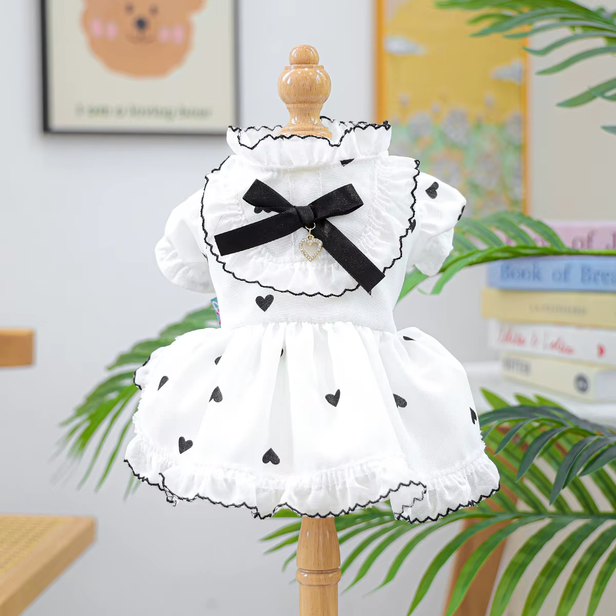 Mignon dentelle chien amour robe été printemps rose veste pour animaux de compagnie avec jupe tenue 