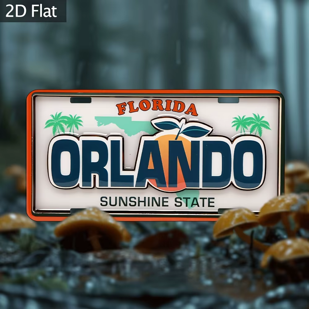 Décoration murale en Plaque d'aluminium – Plaque d'immatriculation rétro Florida Orlando Sunshine St