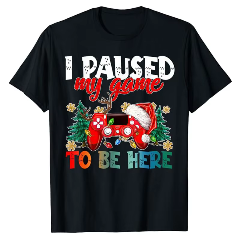 J'ai mis en pause mon jeu pour être ici en-ly Sweat T-shirt de Noël pour garçon et fille, Humor Funn
