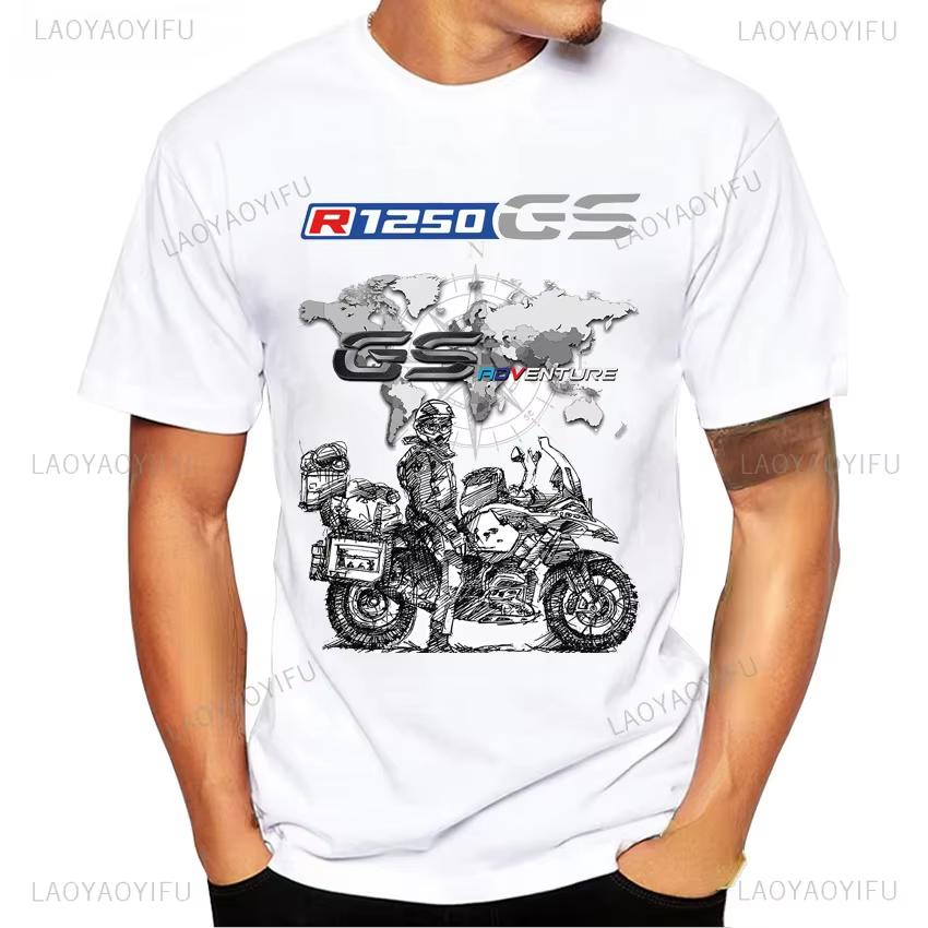 T-Shirt imprimé à col rond pour moto, en coton, à manches courtes, pour R1200GS, R1250 GS Adventure,