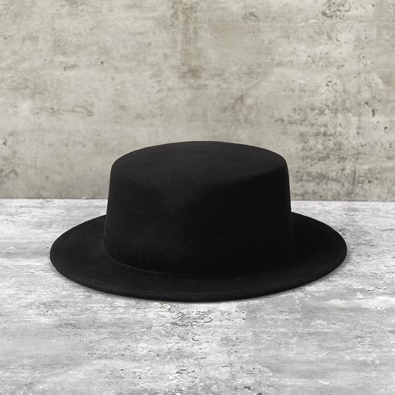 Casquette Fedora plate unie femmes hommes unisexe Pure laine feutre Fedoras 2025 Style britannique S