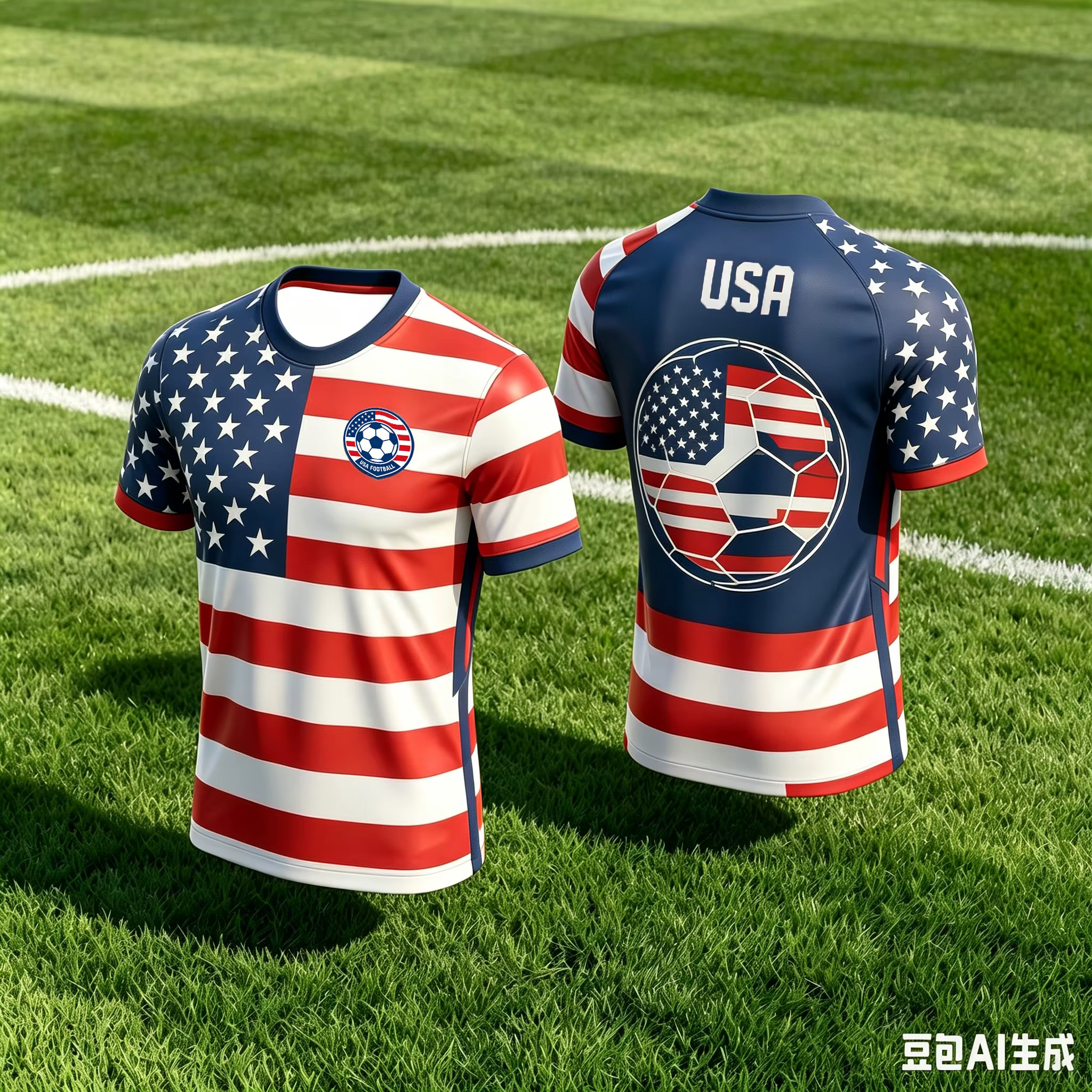 Maillot de football de l'équipe nationale américaine pour hommes, motif drapeau américain et ballon 