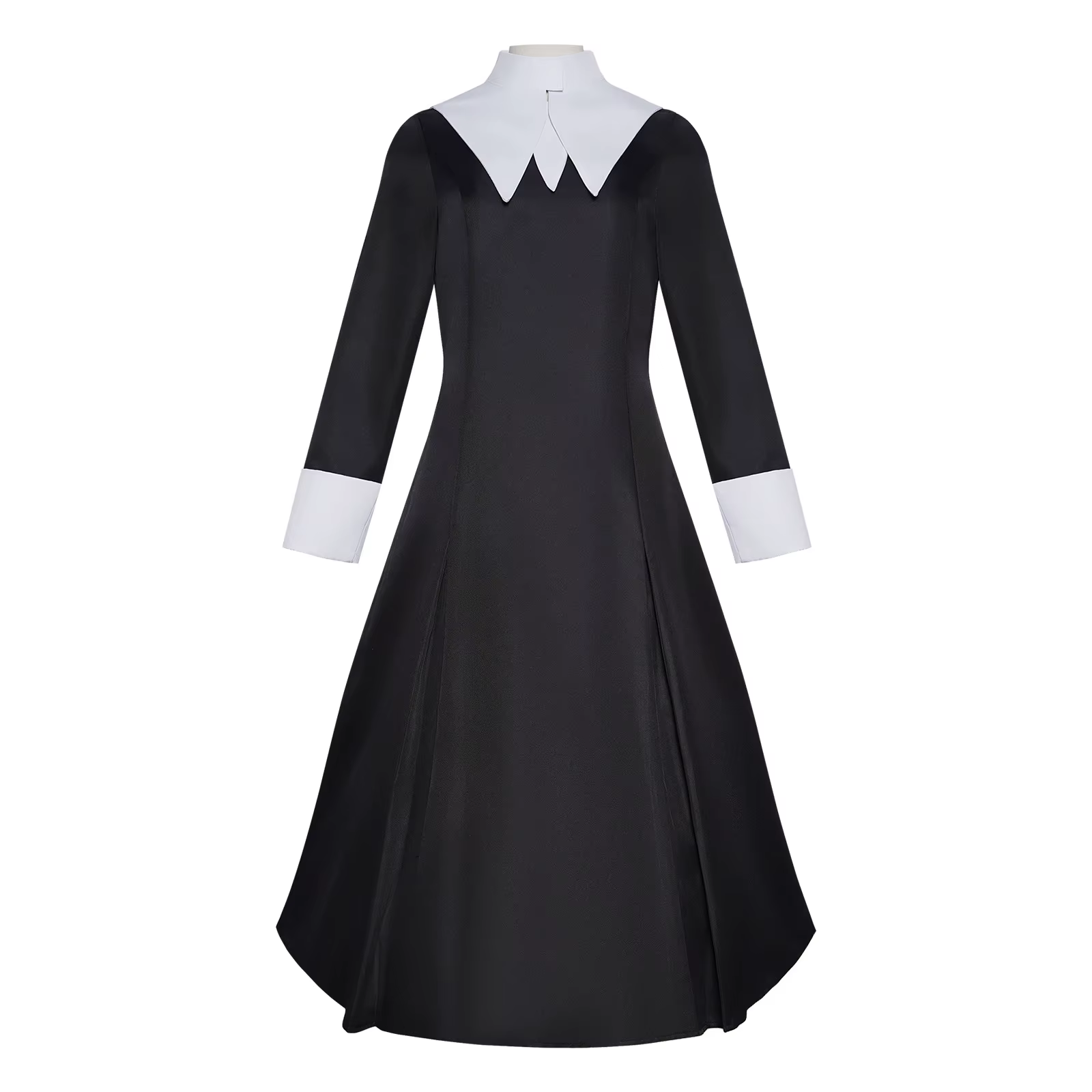 Robe de nonne gothique noire vintage à manches longues pour femme, style médiéval, robe Lolita cool 