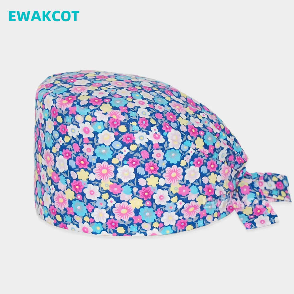Casquette d'allaitement unisexe pour gommage clinique, 100% coton, imprimé de fleurs, pour chef, spa