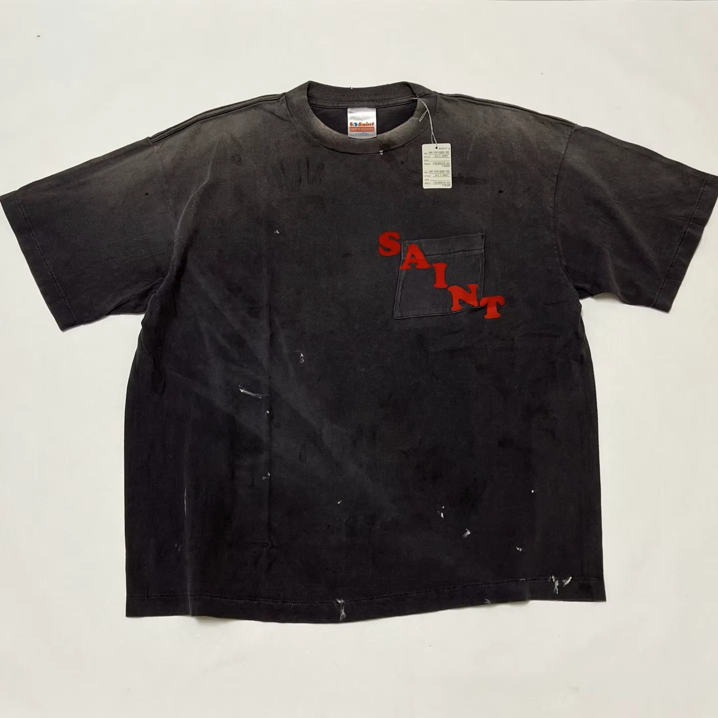T-shirt SAINT Nice Washed POCKET pour hommes et femmes, t-shirt oversize de qualité supérieure