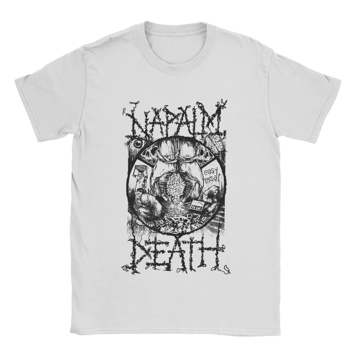 T-shirt à manches courtes en pur coton à col rond pour hommes, bande de tee-shirt drôle de la mort d