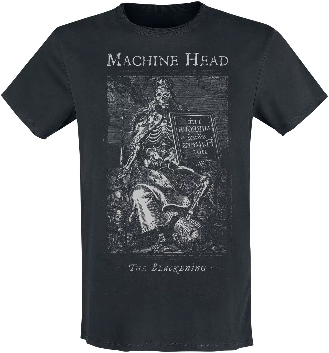 T-shirt en coton imprimé Machine Head The Blackening Skeleton King, style Thrash Metal, streetwear u