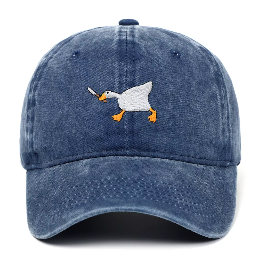 Casquette de baseball unisexe brodée motif oie blanche, couleur unie, style trucker, réglable, avec 