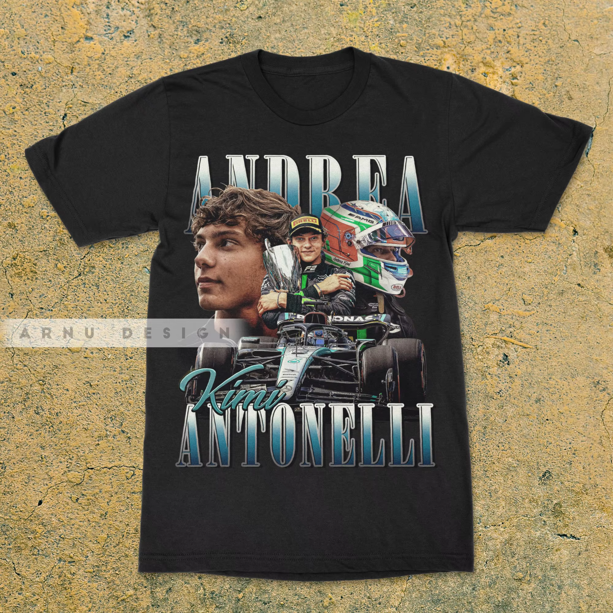 T-shirt unisexe 100% coton avec motif Kimi Antonelli champion, nouvelle collection été 2026, chemise