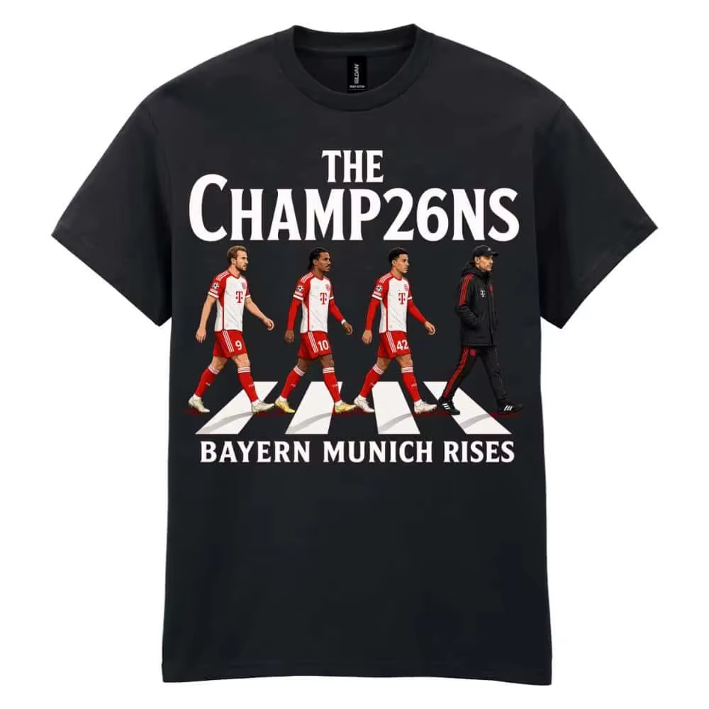 T-shirt graphique Bayern Munich Champions 2026 pour supporters de football – Nouvelle collection été