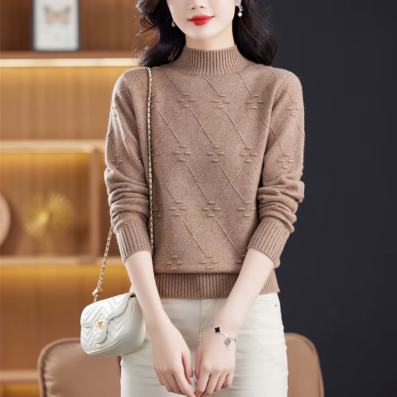 Vêtements d'hiver pour femmes, pull à col mi-haut, haut en tricot, couleur unie, nouvelle collection