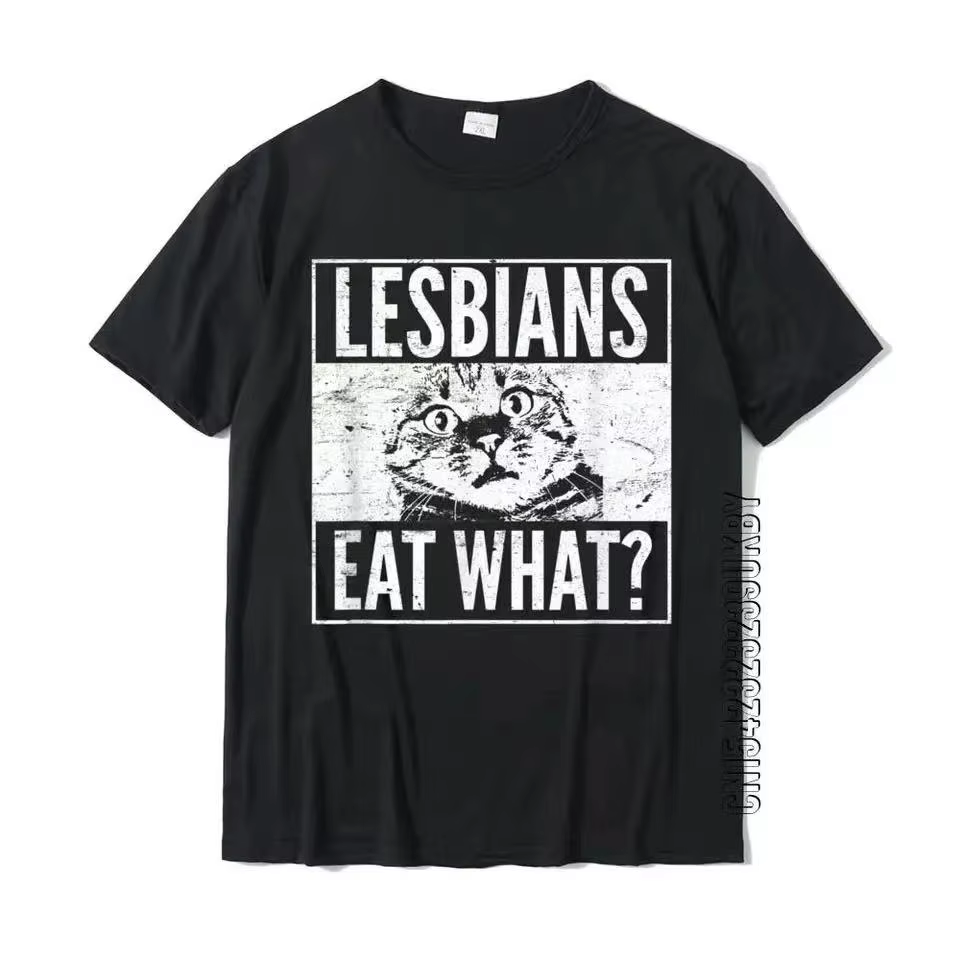 Drôle lesbiennes mangent ce chaton LGBT Humor T-Shirt haut T-Shirts T-Shirt Hip Hop coton conception