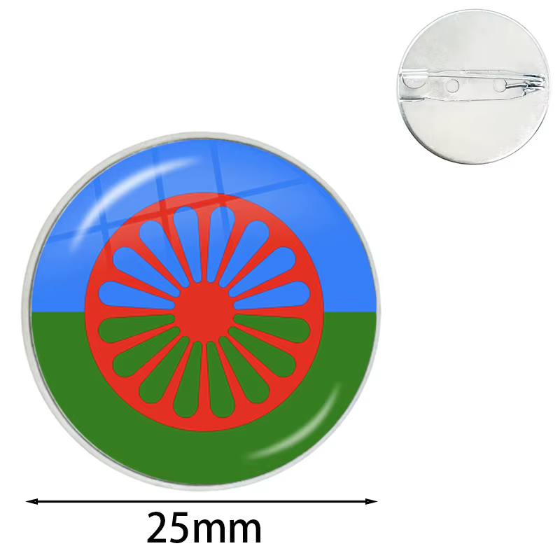 Collier drapeau gitane, drapeau Romani Peoples, Cabochon, pendentif en verre, déclaration de mode, c