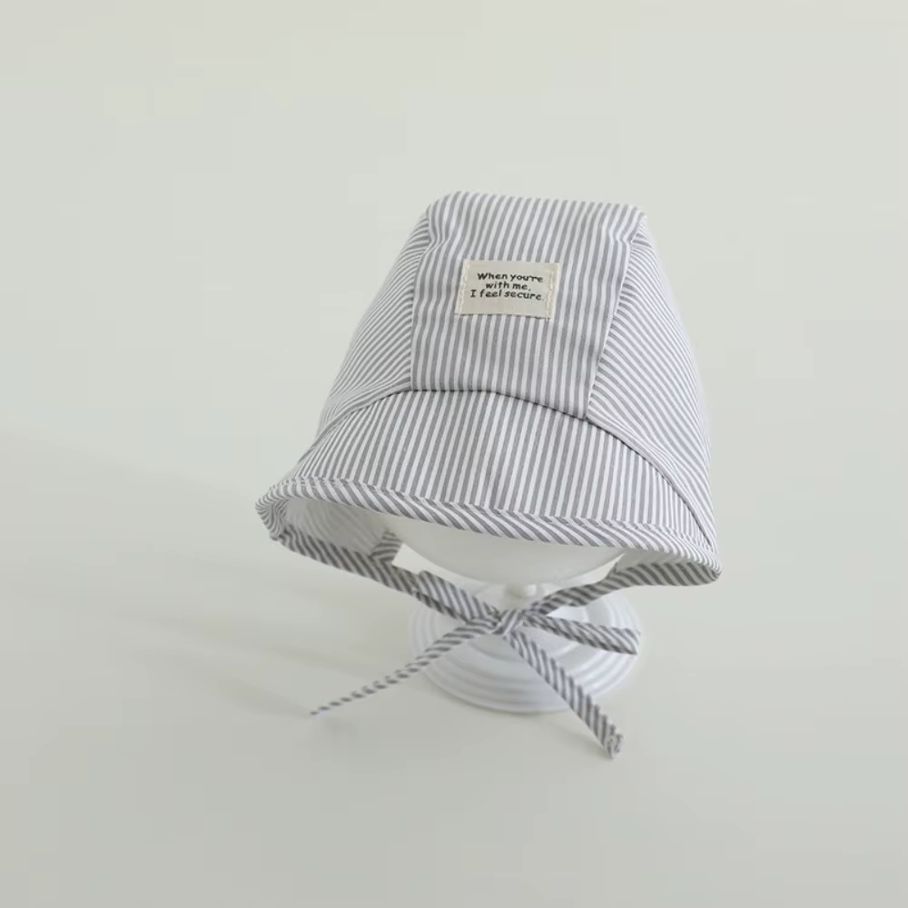 Casquette fœtale douce et décontractée pour bébé, Bonnet à large bord à rayures pour bébé, Protectio