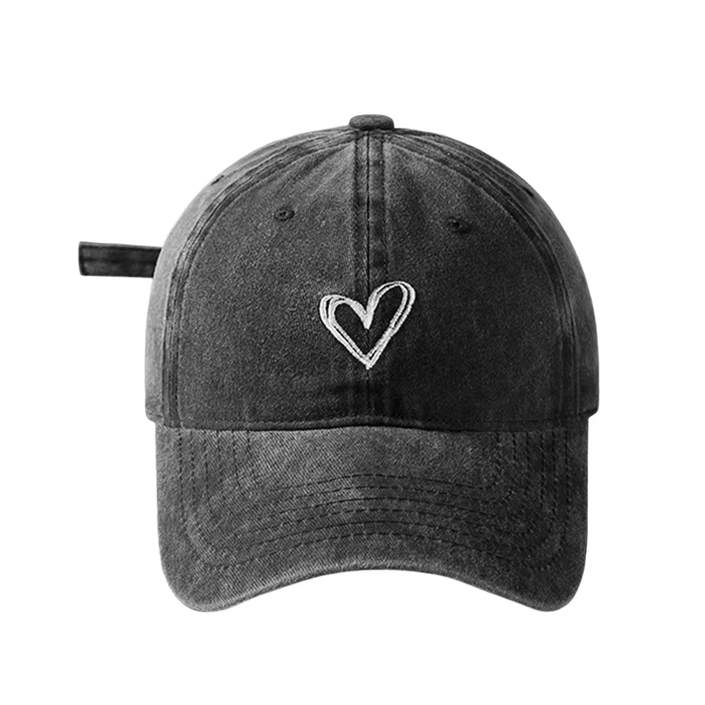 Casquette de Baseball brodée de cœur de pêche, chapeau délavé pour vieux printemps et été, pour femm