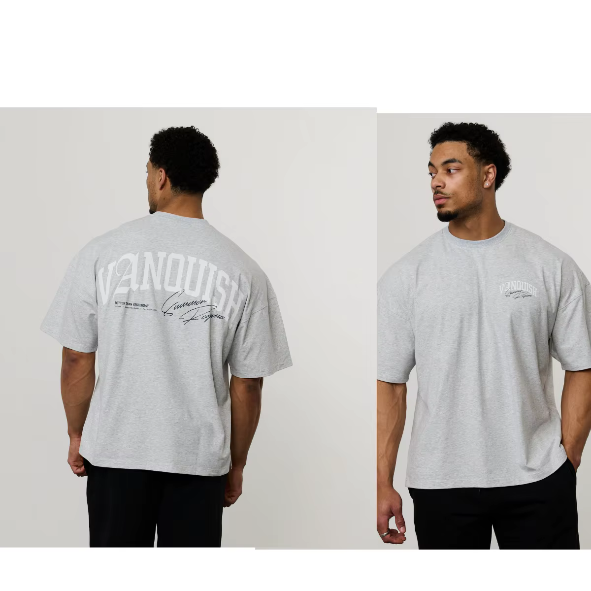 T-shirt de sport gris, style streetwear, mode décontractée, pour hommes et femmes, marque de luxe