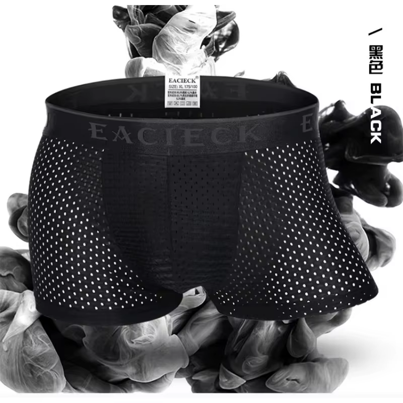 Sous-vêtements en bambou hommes Boxer Shorts respirant maille Sexy hommes boxeurs Transparent hommes
