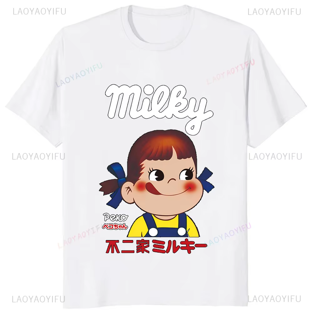 T-shirt rétro Punk Milk Peko-Chan pour hommes et femmes, Hipster, Hip Hop, Kawaii, Harajuku, Y2k, Ca