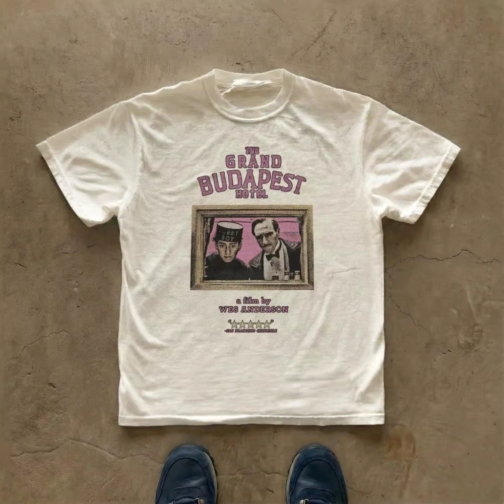 T-shirt vintage Wes Anderson, T-shirt du film Grand Budapest Hotel, vêtement imprimé décontracté à m