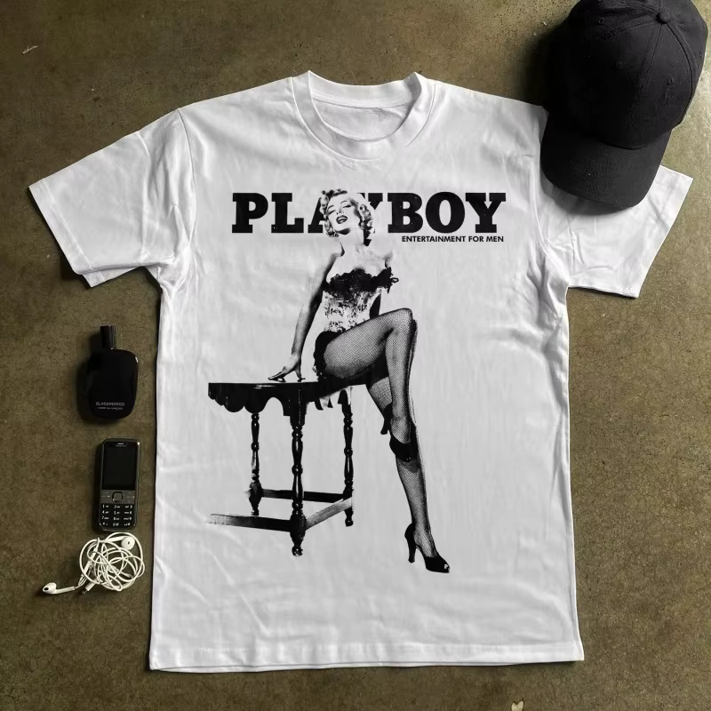 PLAYBOY 1953 T-shirt graphique vintage pour homme, T-shirt unisexe minimaliste, T-shirt vintage cult