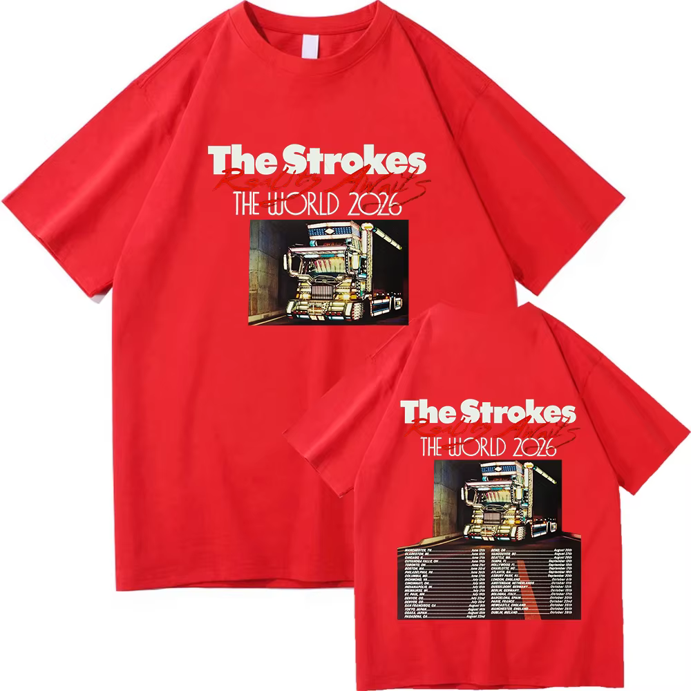 Reality Awaits North America Tour 2026 T-shirt The Strokes Band Design T-shirts imprimés en coton à 