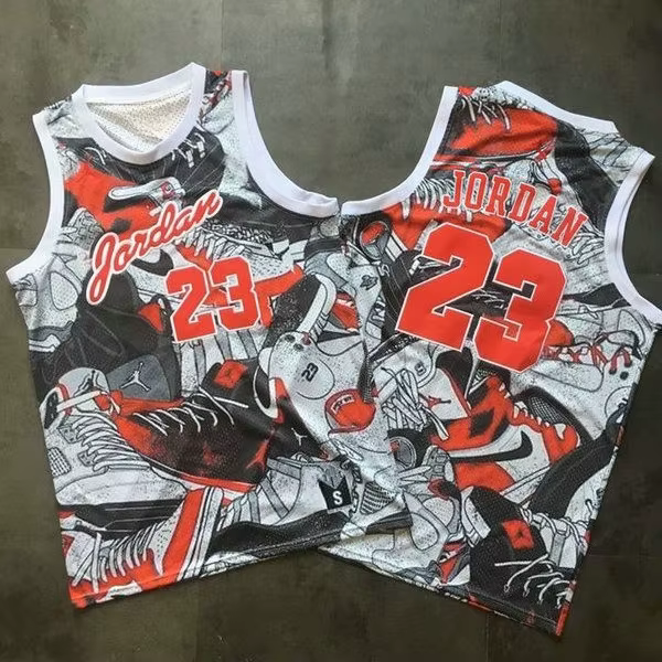 Sneakers Graffiti à imprimé intégral Jordan #   23 Maillot de basket sans manches en maille à bordur