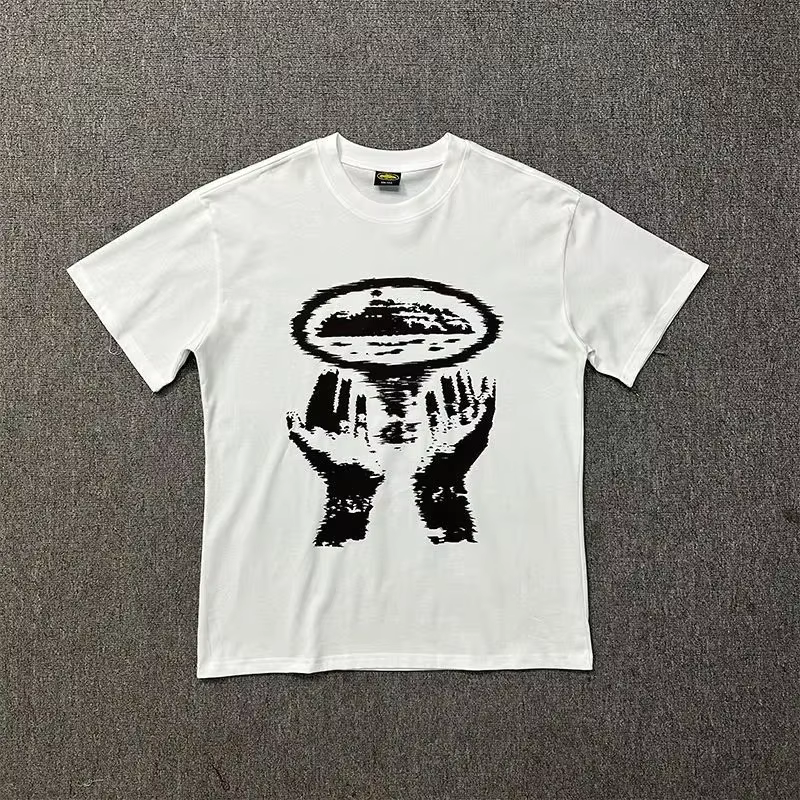 T-shirt vintage à imprimé mains abstraites, unisexe, pour hommes et femmes, style streetwear, tee-sh