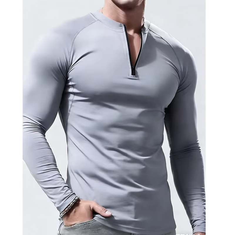 T-shirt à manches longues pour homme, vêtements de sport de compression, t-shirt pour homme, hauts é
