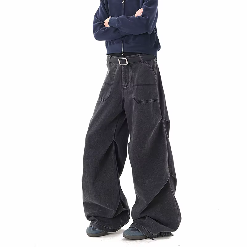 Pantalon en jean ample pour homme 2026 – Nouveau jean baggy confortable avec design à volants