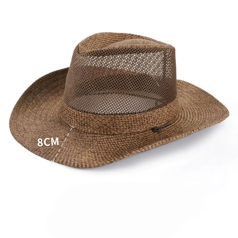 Chapeau de paille pour homme : Chapeau de soleil respirant pour le printemps/été, idéal pour les cha
