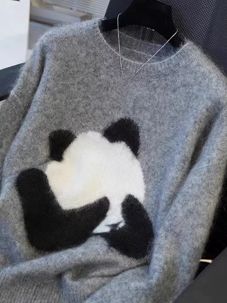 Pull en cachemire pur pour femme, col rond, coupe ample, doux, gris cireux, tricot chaud et conforta