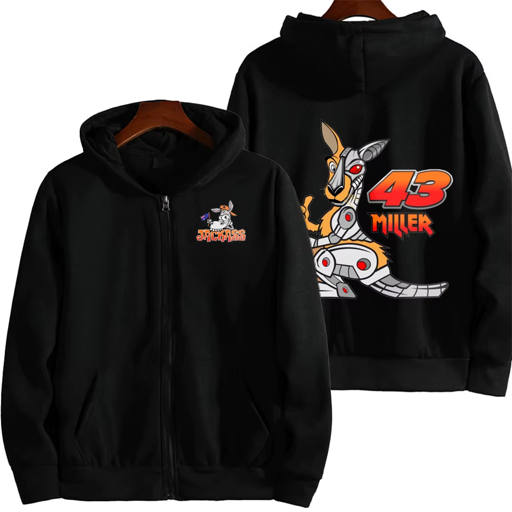 Sweat à capuche zippé avec logo du pilote Jack Miller 43 pour hommes et femmes, veste de sport, swea