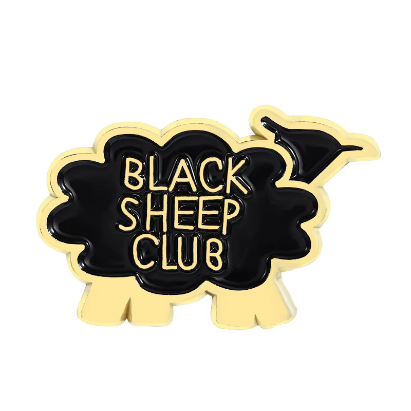 Broche en émail de Club de mouton noir, agence mystère de la faune, broche en métal sarcastique drôl
