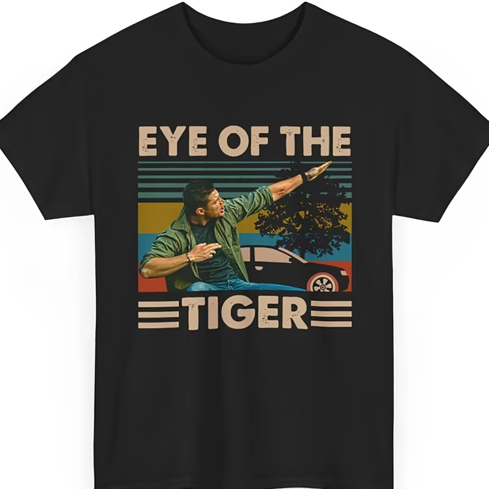 T-shirt vintage Winchester Black The T pour homme, motif géométrique, col rond, style décontracté