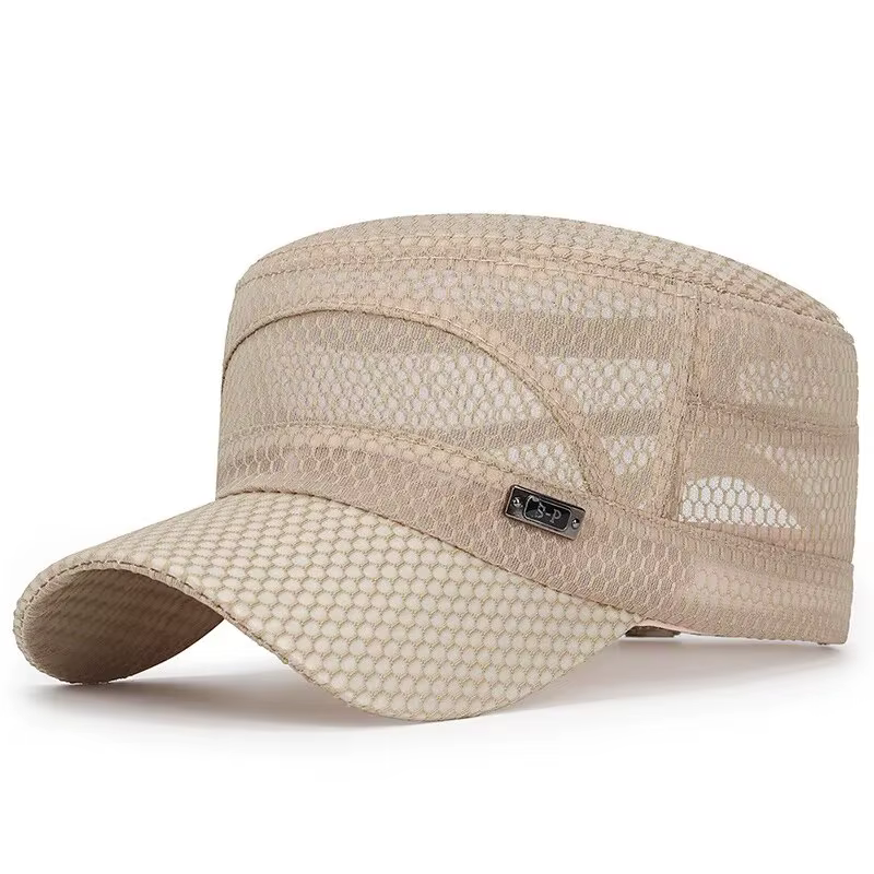Casquette plate respirante en filet complet pour hommes et femmes, nouvelle étiquette en fer, ombre 