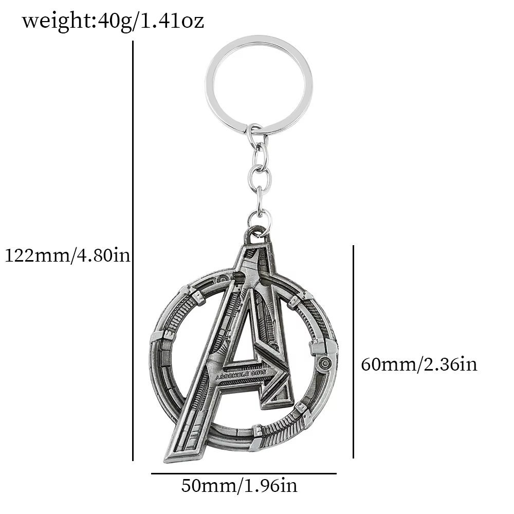 Porte-clés avec logo Avengers Tower Letter A, accessoires de Cosplay pour hommes et femmes, accessoi
