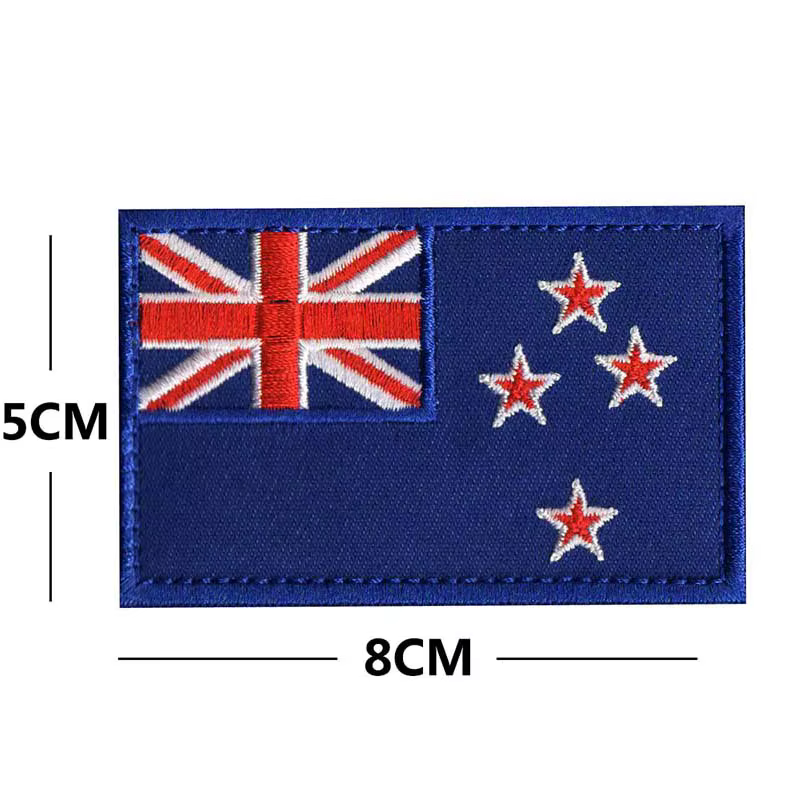 Drapeau de la Nouvelle-Zélande, drapeau emblème de fougère argenté, Patch brodé à crochet et boucle,