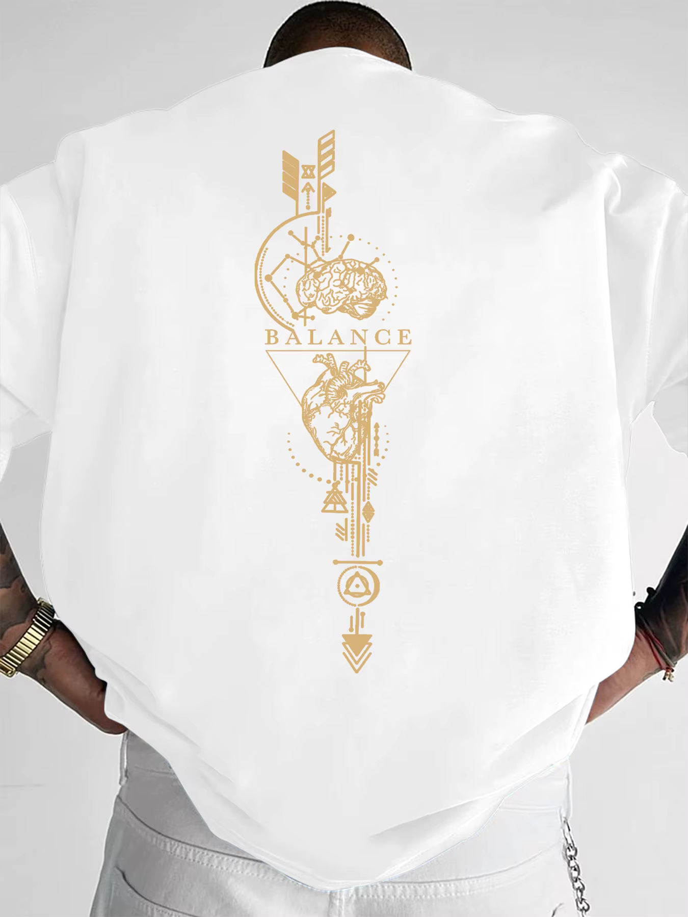 Nouveau T-shirt Homme 2026 Balance Mind Heart Imprimé Géométrique Streetwear Col Rond Manches Courte