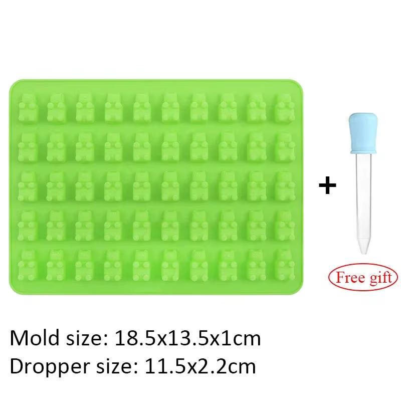 Moule ours gommeux en Silicone, 50 grilles, mignon, gelée, avec compte-gouttes, bonbons, chocolat, F