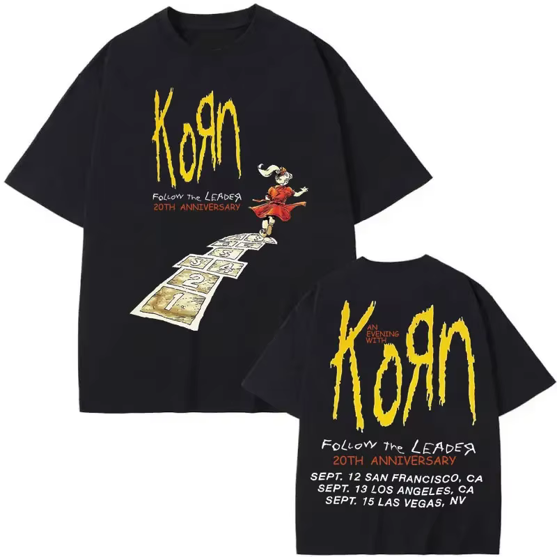 T-shirt surdimensionné pour hommes et femmes, style gothique, Harajuku Y2k, Rock Band Korn Follow Th