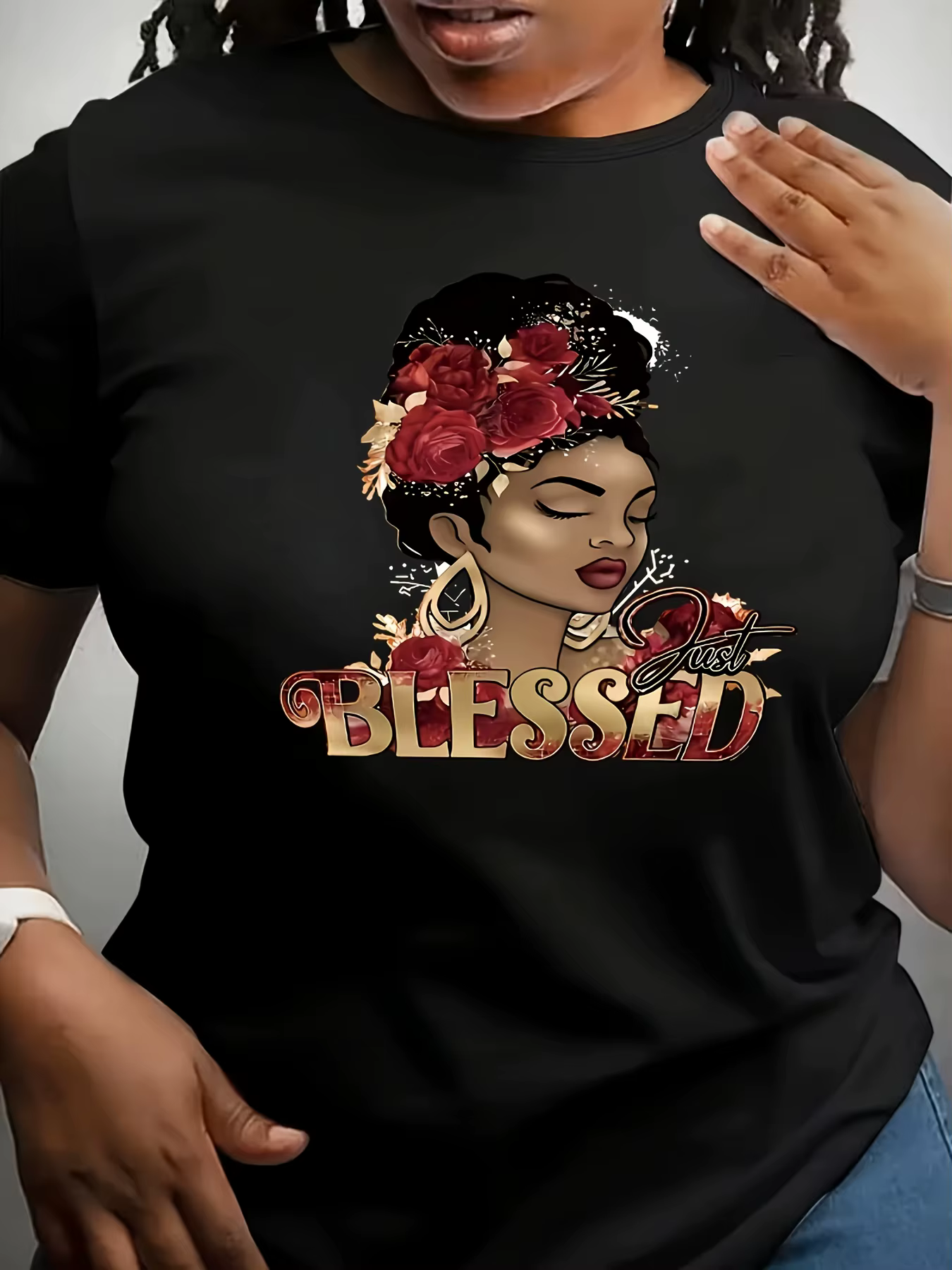 T-Shirt décontracté à col rond, tissu tricoté en Polyester avec élasthanne, extensible moyen avec im