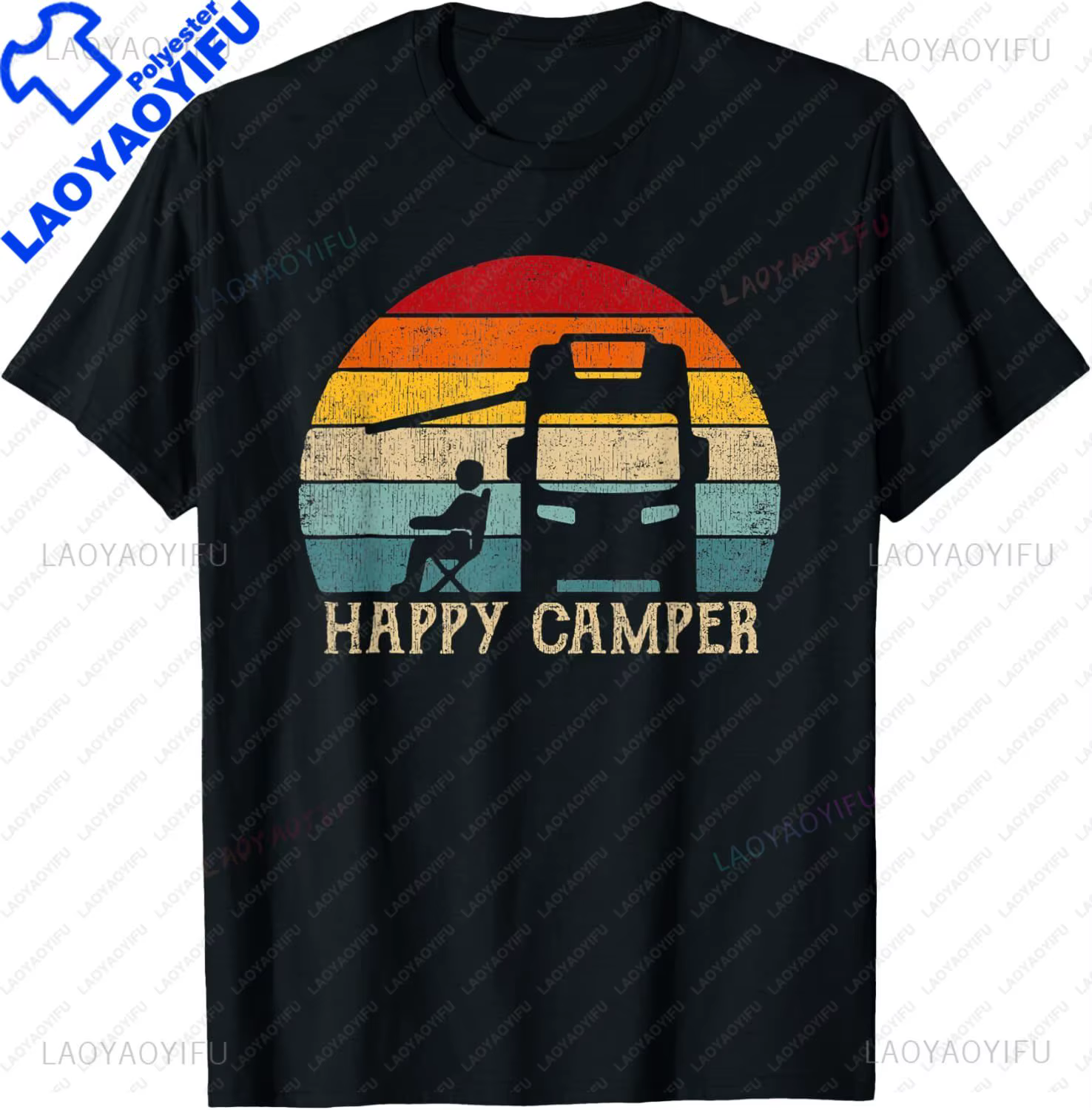 Happy Camper RV Camping chemise hommes femmes rétro soleil 70s 80s T-Shirt graphique t-shirts unisex