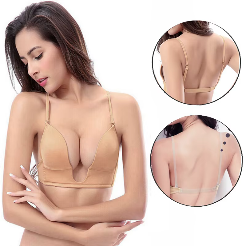 Lingerie sans bretelles pour femmes, sous-vêtements transparents, bralette à dos ouvert, soutien-gor