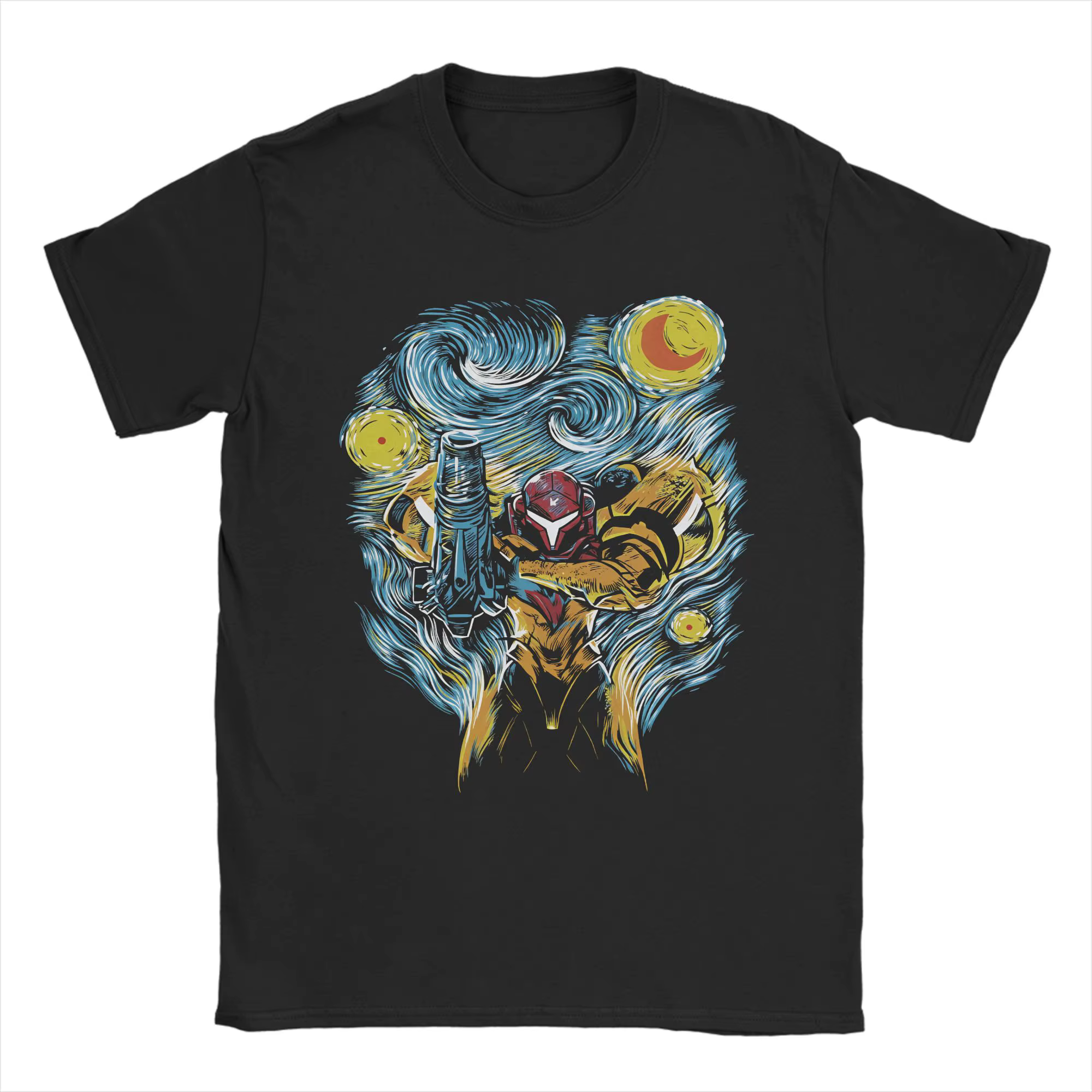 Incroyable Metroids Hero jeu nuit étoilée T-Shirt hommes femmes col rond pur coton T-Shirt à manches
