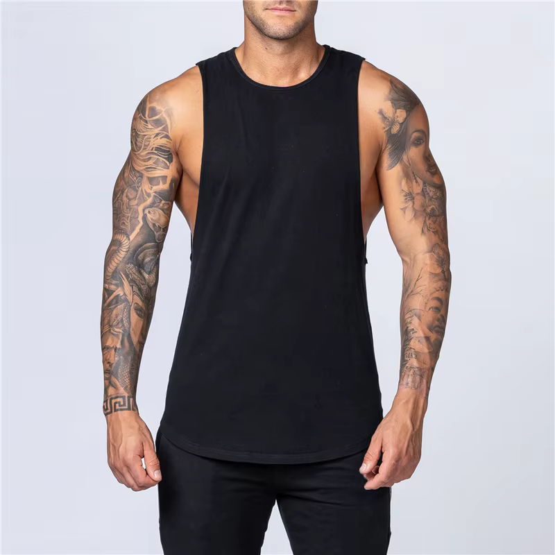 Débardeur de sport pour homme en coton respirant à col rond pour la course, la musculation et la gym
