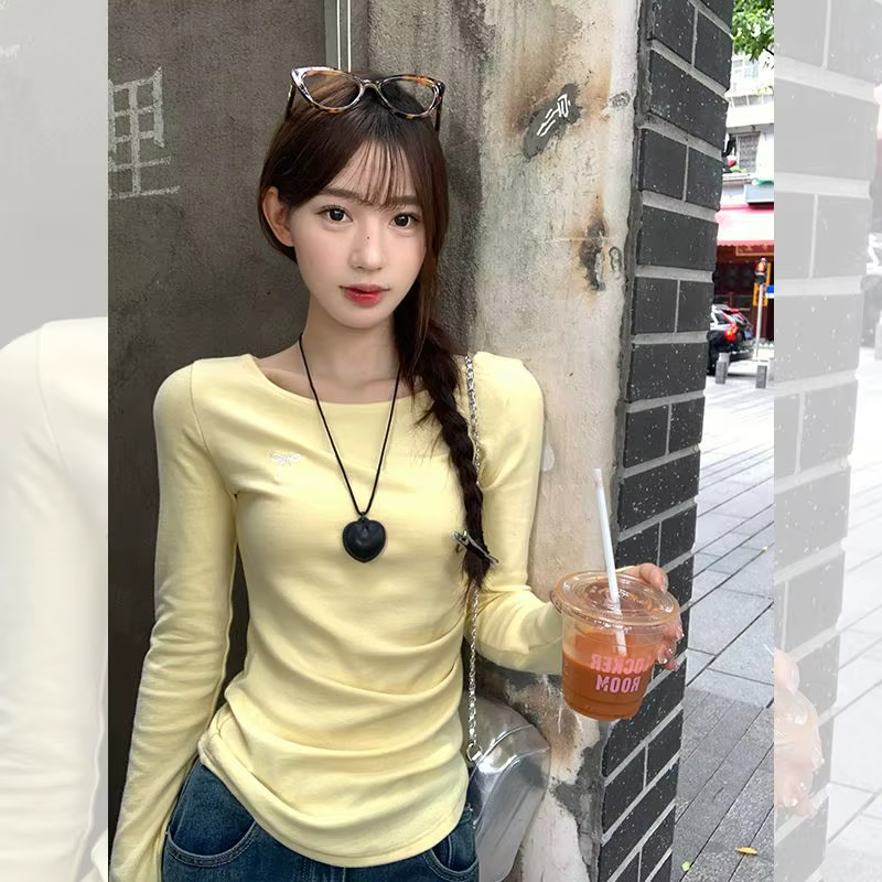 T-shirts à manches longues pour femmes, hauts en coton, mode de rue, Cool, coupe décontractée, rouge