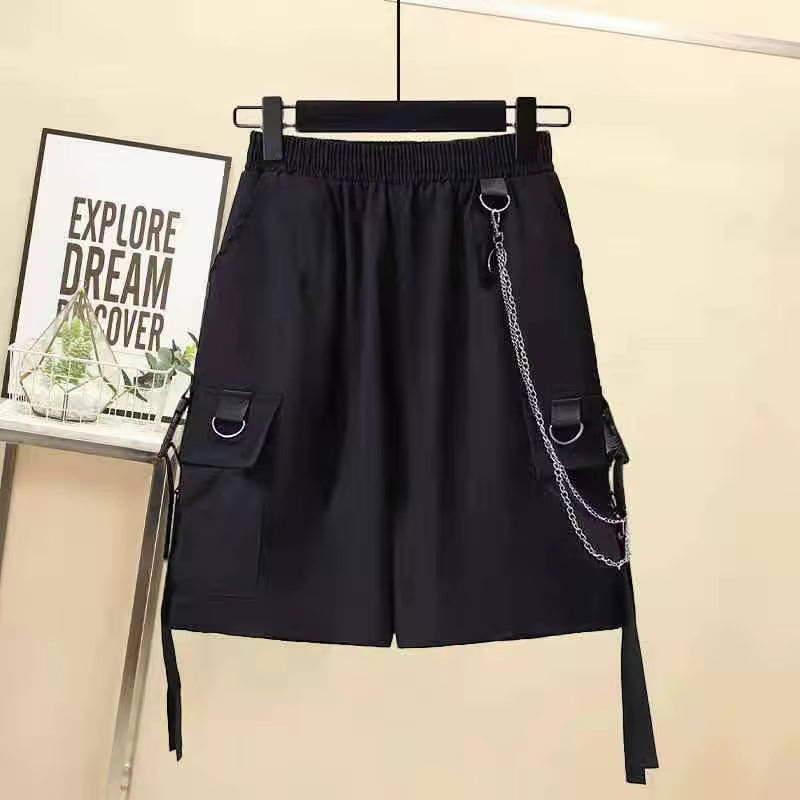 Ensemble streetwear printemps 2026 : short cargo taille haute et haut à manches courtes pour femme, 